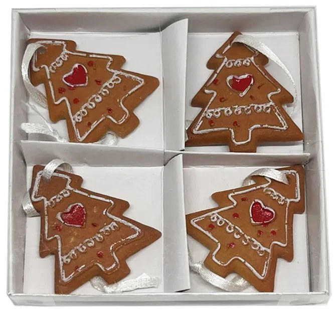 Mézeskalács fenyőfa formák akasztóval 4db-os