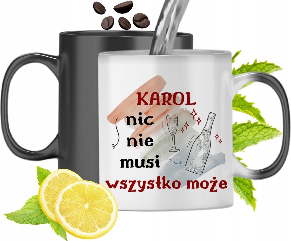 Mágikus Bögre Károlynak Fekete Színváltós, fényképes nyomattal