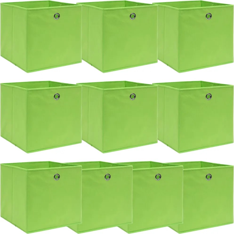 vidaXL 10 db zöld szövet tárolódoboz 32 x 32 x 32 cm