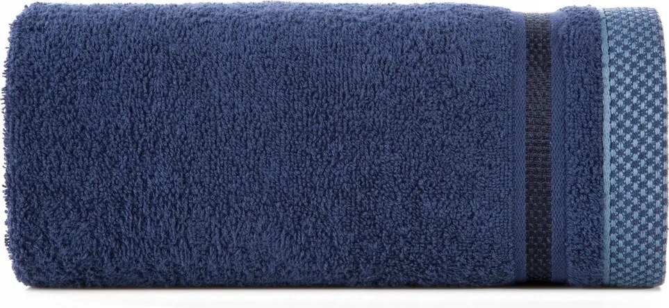 Fürdőlepedő 50X90 sötétkék, dekoratív bordó kockás