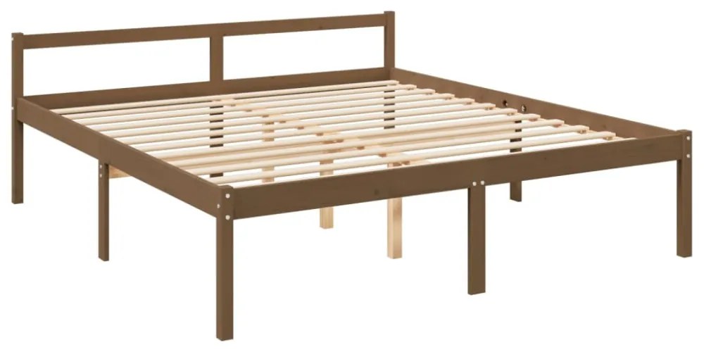 mézbarna tömör fa ágy időseknek fejtámlával 200x200 cm