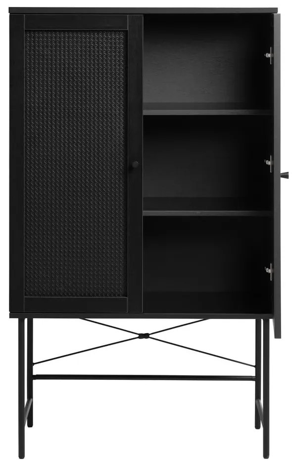 Fekete szekrény tölgyfa dekorral 80x135 cm Pensacola – Unique Furniture