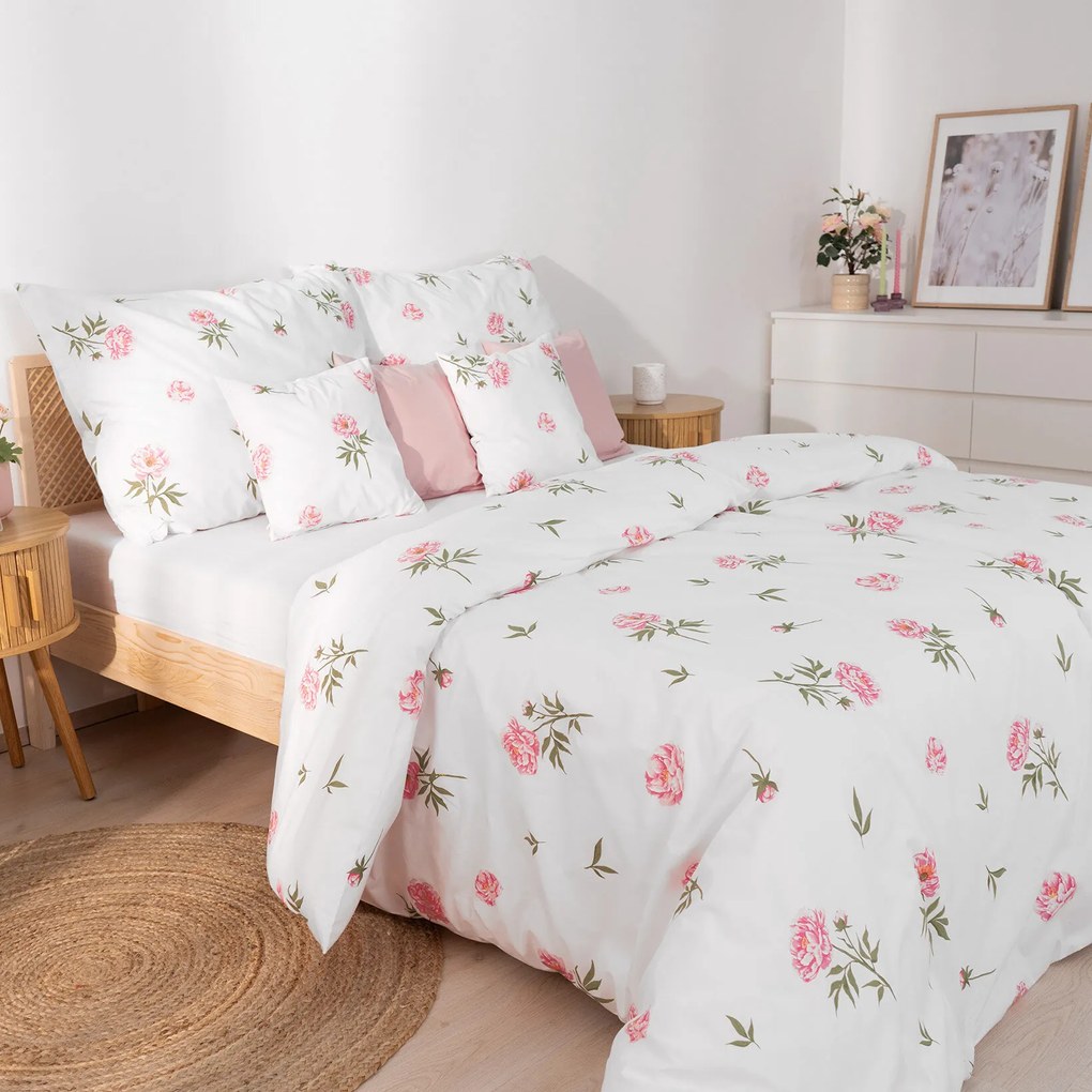 Goldea pamut ágyneműhuzat - pünkösdi rózsamintás 200 x 200 és 2db 70 x 90 cm