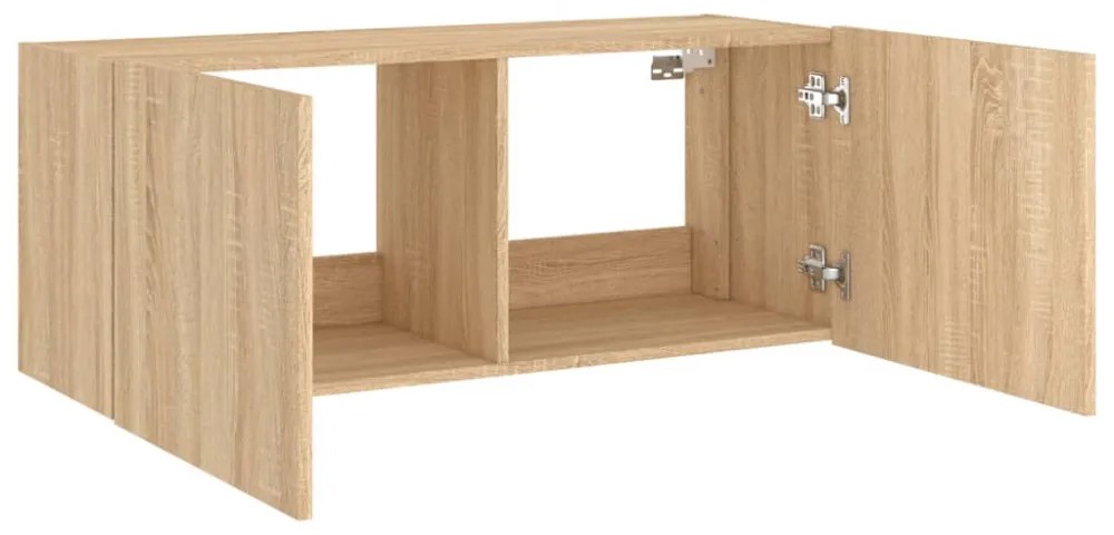 sonoma tölgy színű fali TV-szekrény LED-ekkel 100 x 35 x 41 cm