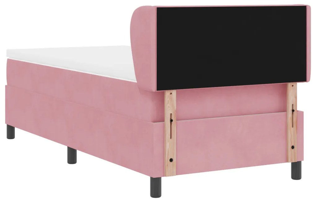 Boxspring Ágy Matrac Rózsaszín 90x190 cm Bársonyos