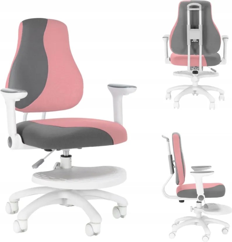 Gyerek növésű szék Neoseat Kinder White Plus rózsaszín