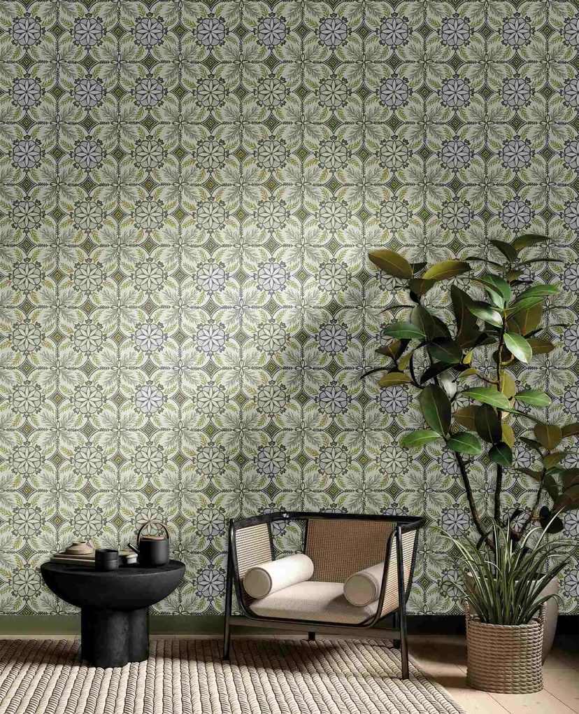 Decoprint Antibes Morocco ekrü-szürke csempemintás vlies tapéta – AN28241