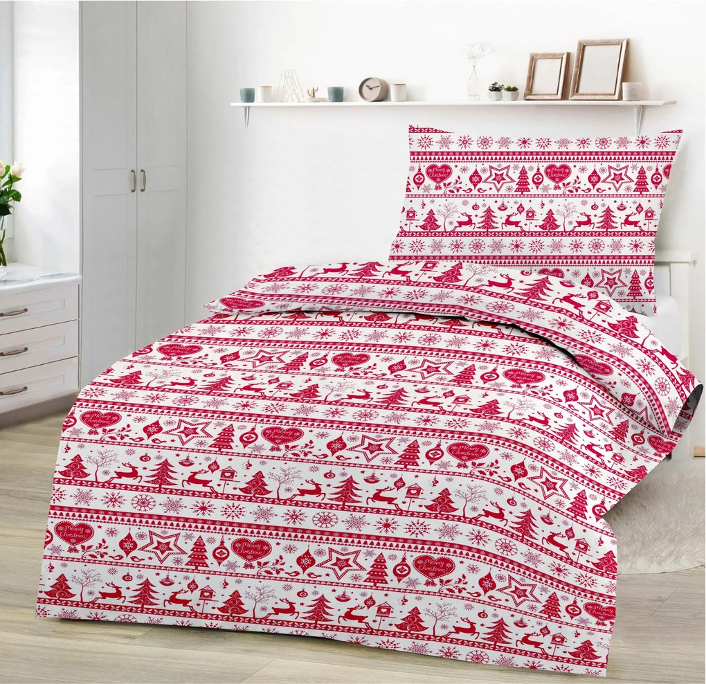 X-MAS piros pamut lepedő DeLuxe