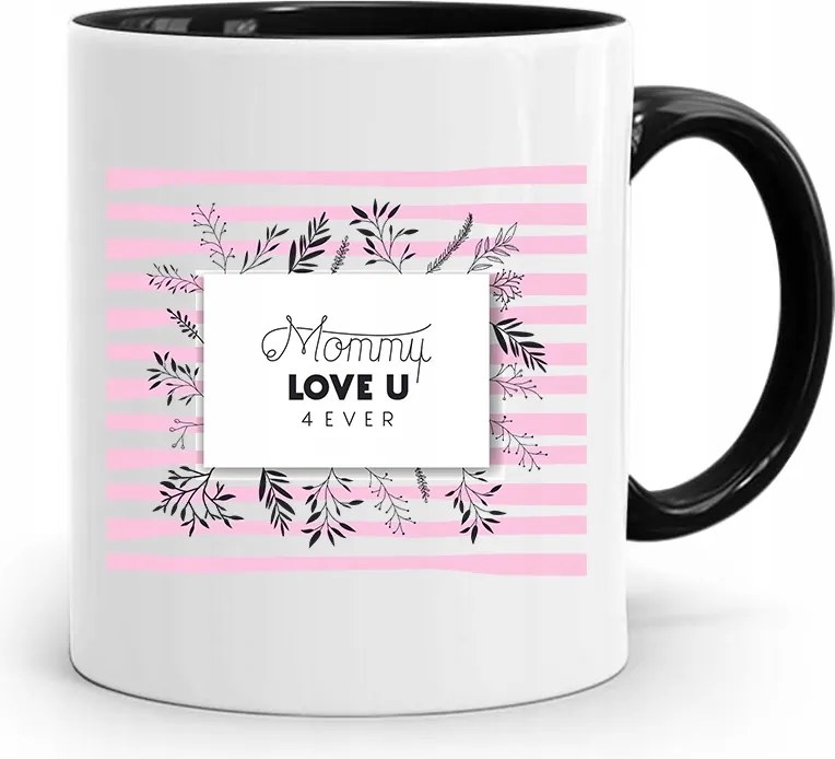 Fekete Bögre Ajándék Anyukáknak Mommy Love U fényképes nyomattal