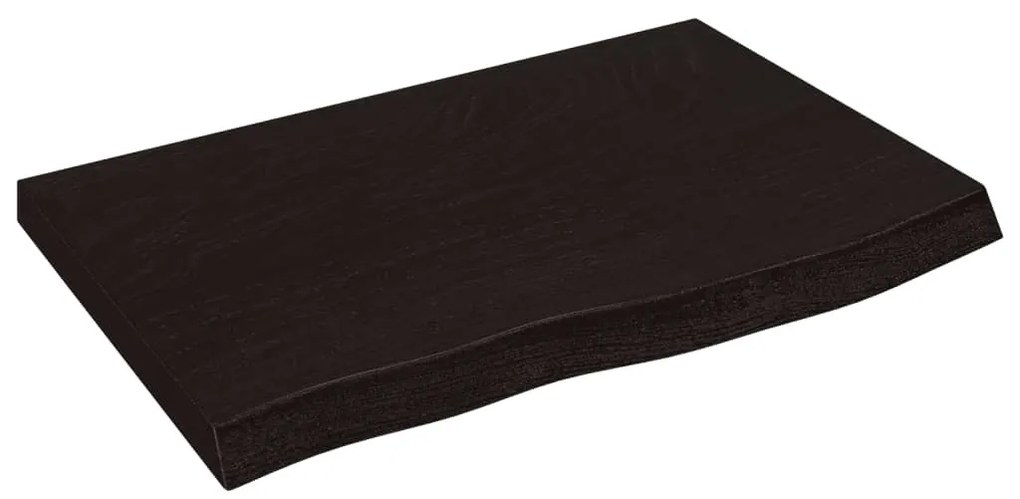 sötétbarna kezelt tömör tölgyfa fali polc 60x40x(2-4) cm