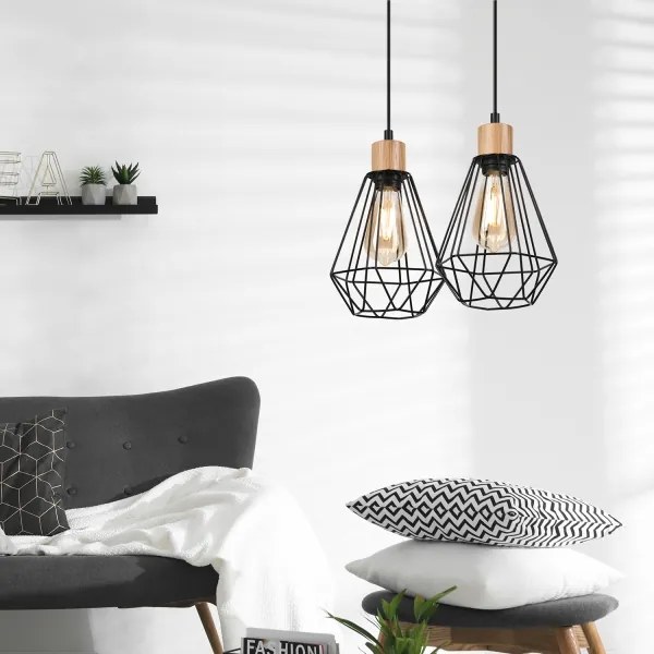 Brilagi - Csillár zsinóron WOODY BASKET 2xE27/60W/230V tölgy