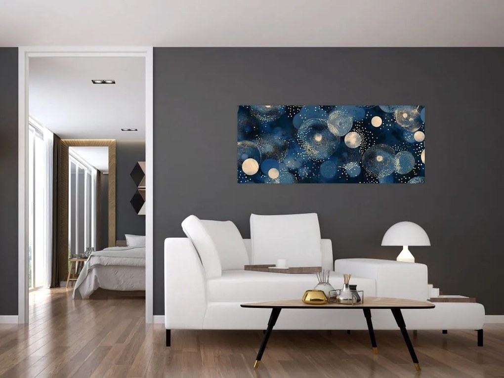 Kép - Kék-arany gyűrűk (120x50 cm)