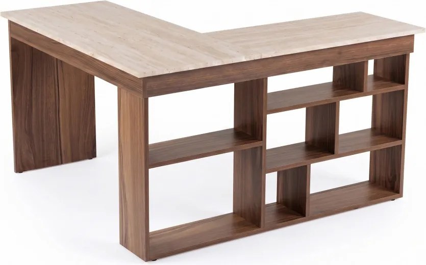 Vesper íróasztal, travertin-velencei dió, 130 cm