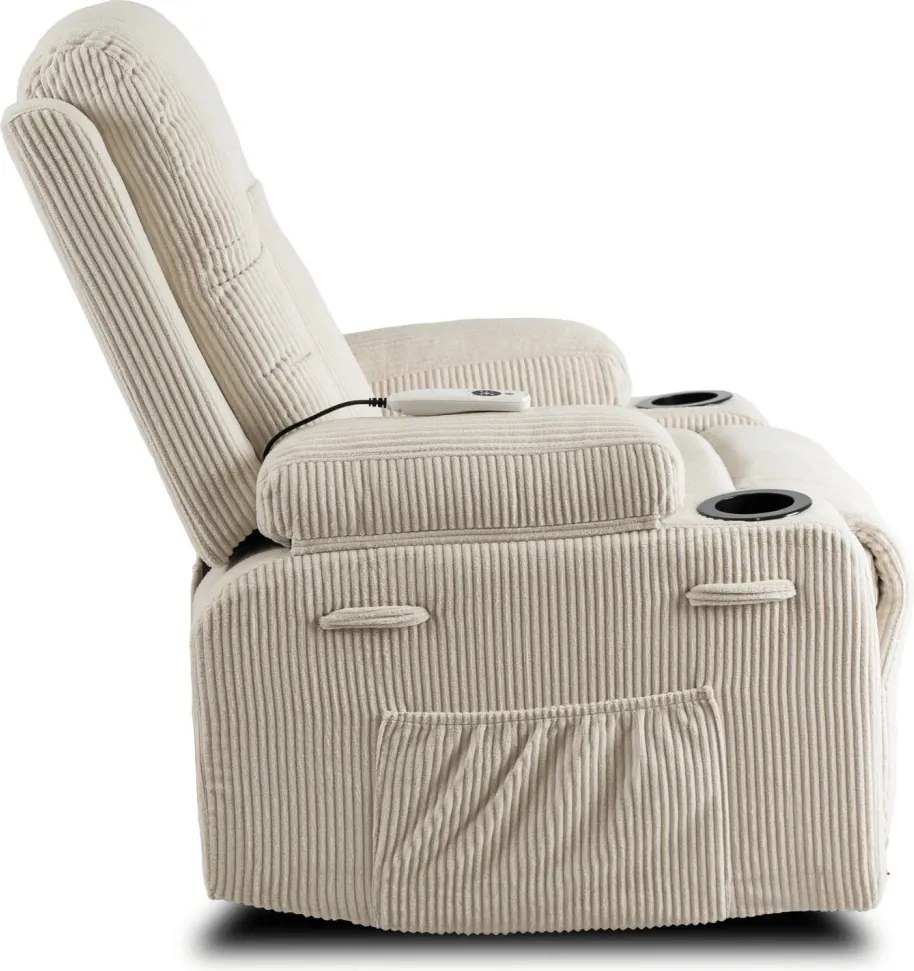 Dönthető masszázsfotel bézs kord kárpittal – BOX