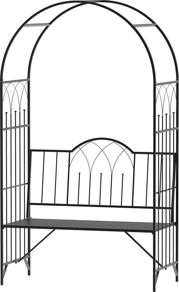 Outsunny Fém Rózsa ív Mászó Növény Támogatás Kert ív Padlóíves Arbor Rózsákhoz 115 x 59 x 203 cm Fekete | Aosom