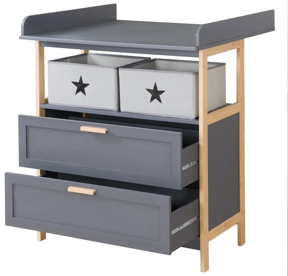 Antracitszürke alacsony gyerek komód 87x75 cm Berlin – Roba