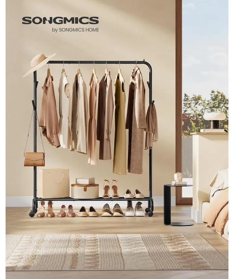 SONGMICS ruhatartó állvány 50 kg maximális teherbírással fekete színben