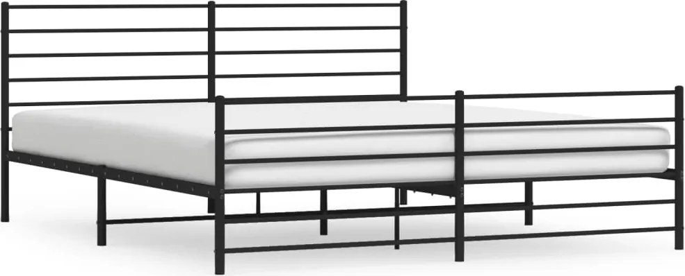 vidaXL fekete fém ágykeret fej- és lábtámlával 200 x 200 cm