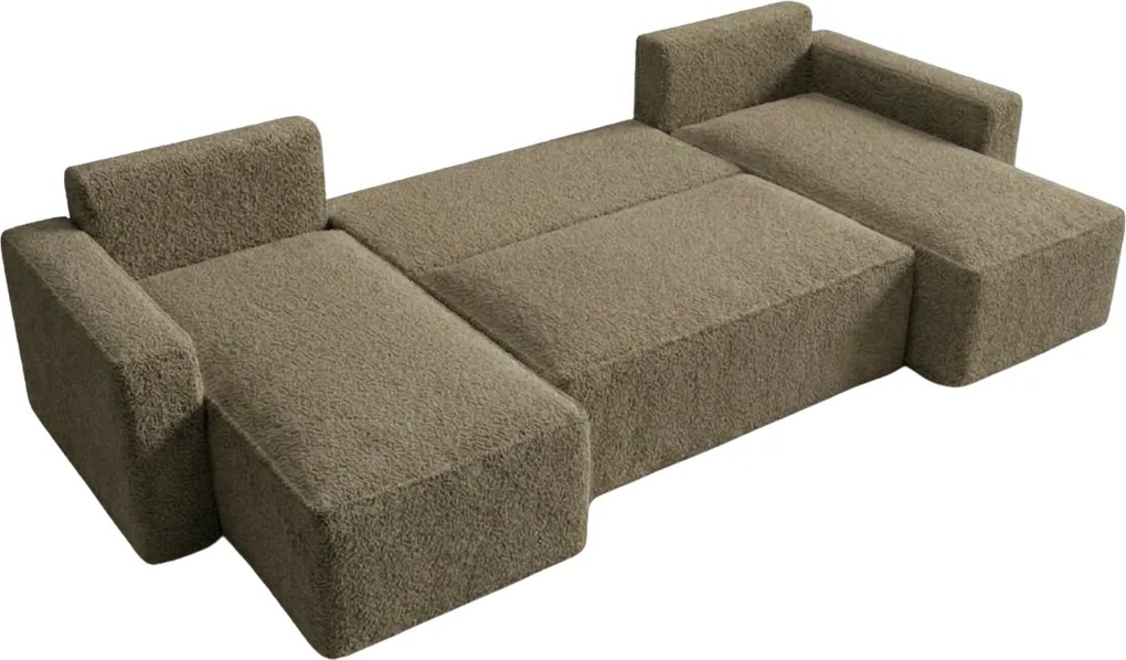 AKCIÓ Kinyitható U alakú ülőgarnitúra SMART BOUCLE 303x143 cm, sötét bézs II. osztály