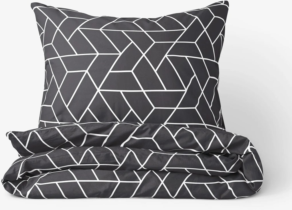 Goldea pamut ágyneműhuzat - mozaik minta, sötétszürke alapon 200 x 200 és 2db 70 x 90 cm