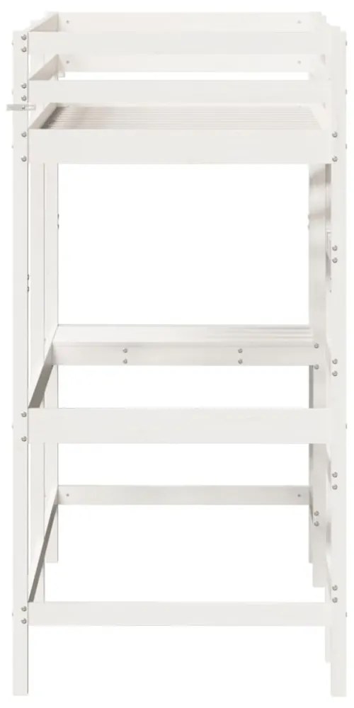 fehér tömör fenyőfa galériaágy íróasztallal 80 x 200 cm