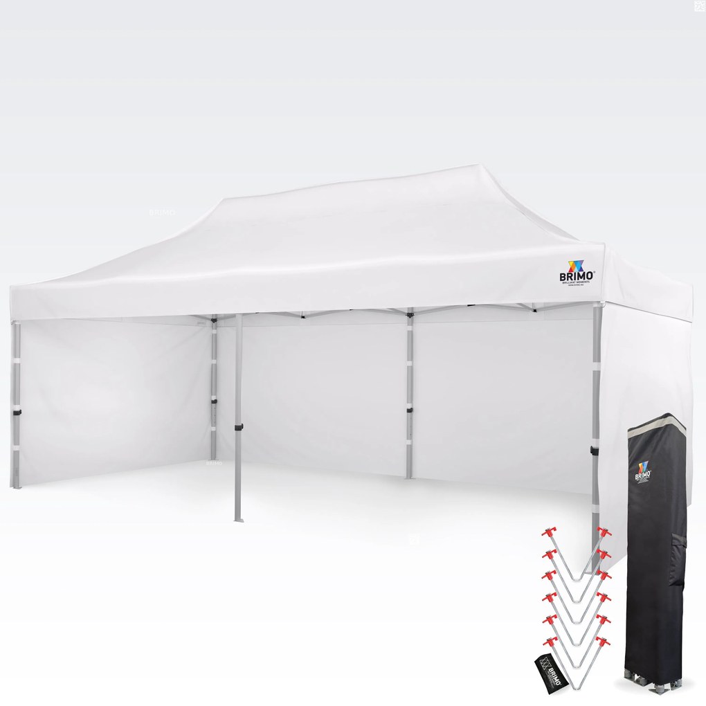 Alumínium mobil sátor pavilon 4x8 m motorsporthoz és depóhoz - plusz 3 oldalfal - Fehér