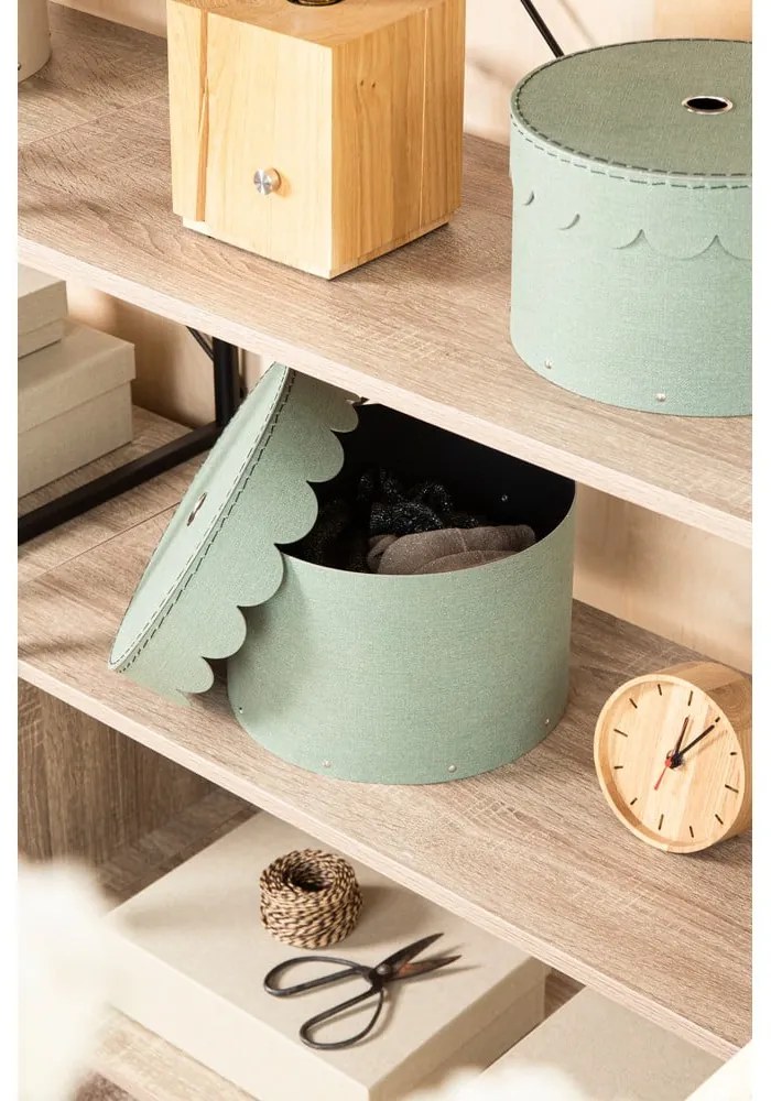 Kékeszöld fedeles karton tárolódoboz szett 2 db-os ø 26x17,5 cm Wilma Canvas Paper Laminate – Bigso