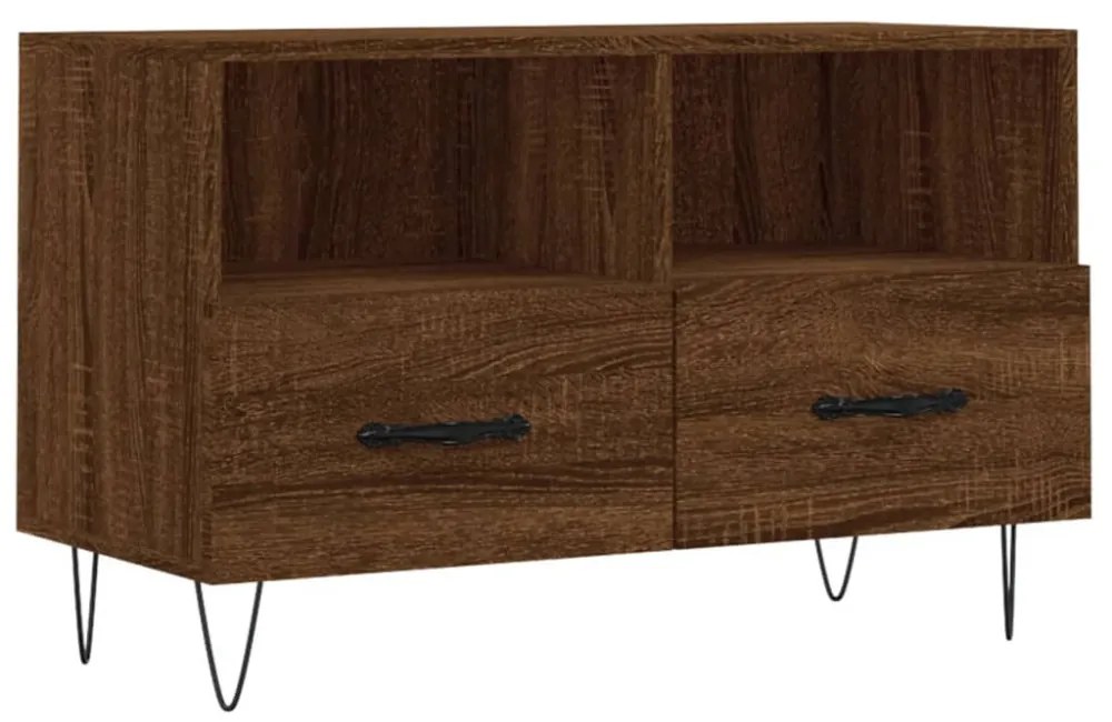 barna tölgyszínű szerelt fa TV-szekrény 80 x 36 x 50 cm