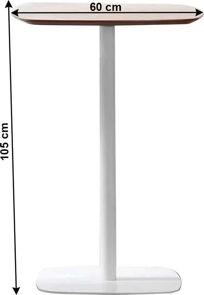 Bárasztal, tölgy/fehér, MDF/fém, átmérő 60 cm, HARLOV