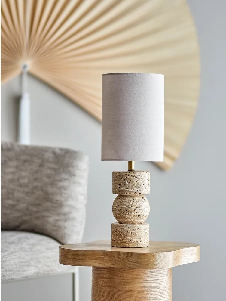 Natúr színű kő asztali lámpa textil búrával (magasság 53 cm) Marci – Bloomingville