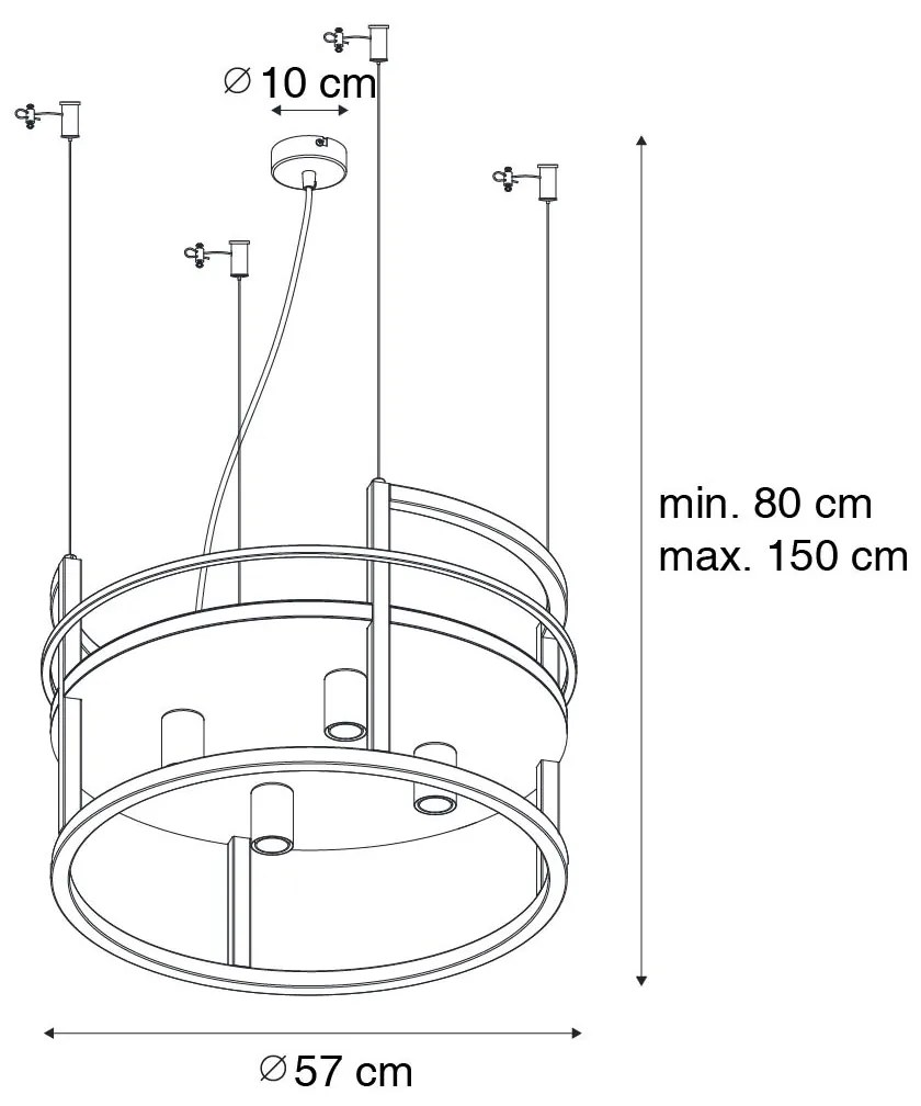 Ipari lógólámpa fekete polccal kerek 4-lámpás - Cage Rack