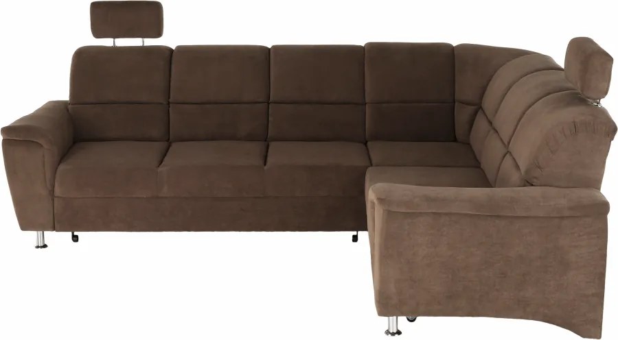 Kinyitható ülőgarnitúra, barna szövet, jobbos, SANTIAGO