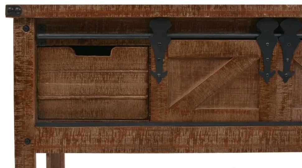 barna tömör fenyő konzolasztal 131 x 35,5 x 75 cm