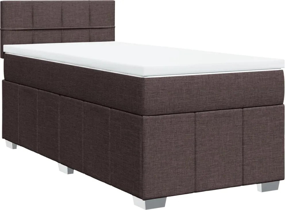 vidaXL sötétbarna szövet rugós ágy matraccal 90 x 190 cm