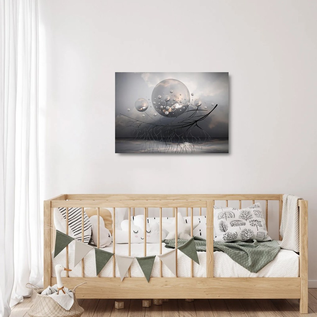 Absztrakt gömbök képe (üvegen) (70x50 cm)