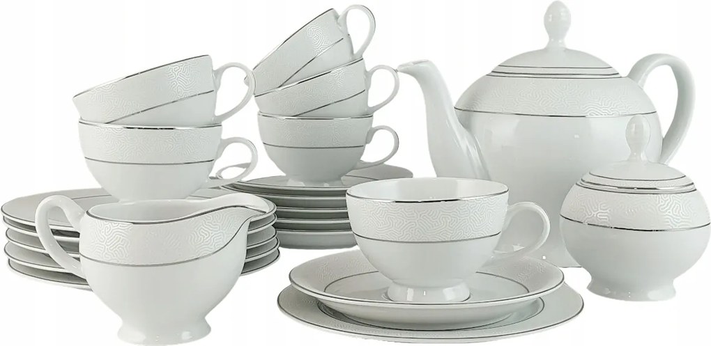 Emily Platin szerviz/porcelán teás/kávés szett 6db/15db|Bogucice
