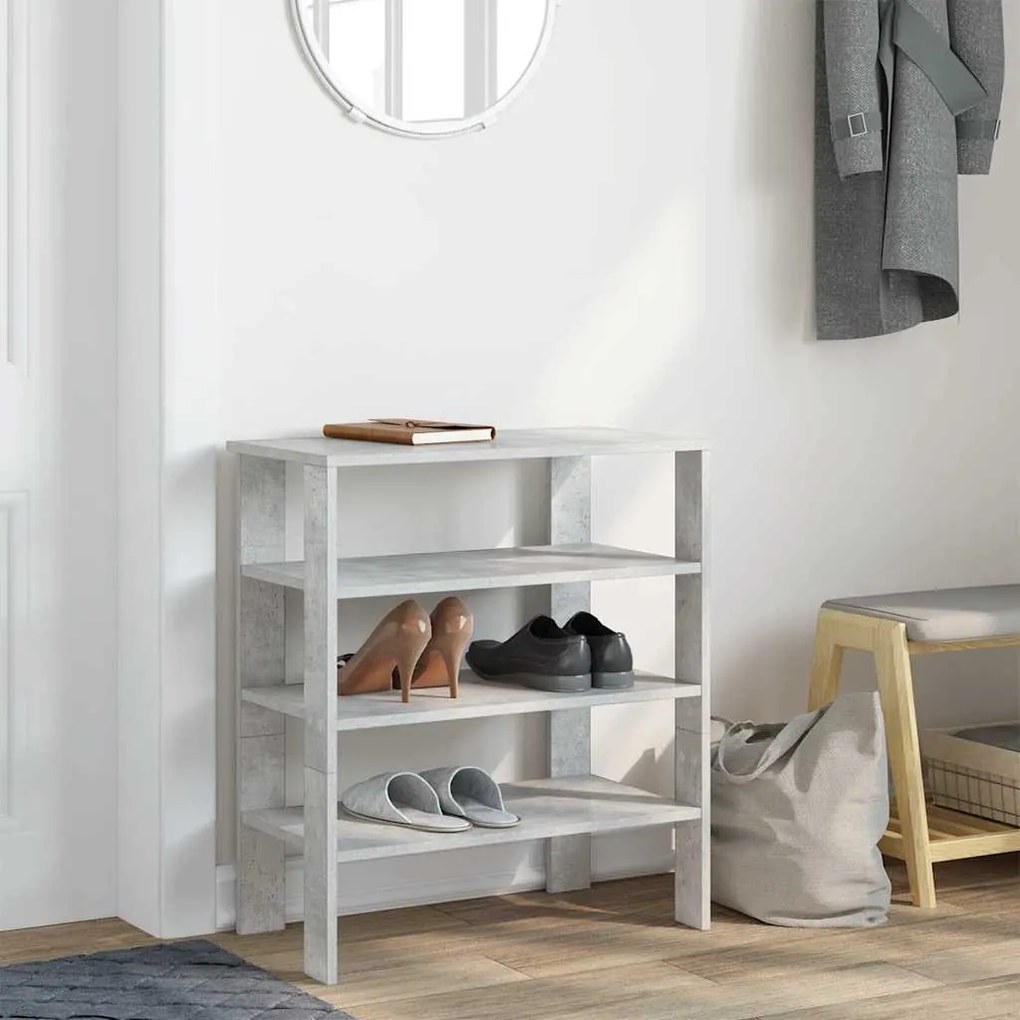 betonszürke szerelt fa cipőtartó 61x32x70 cm