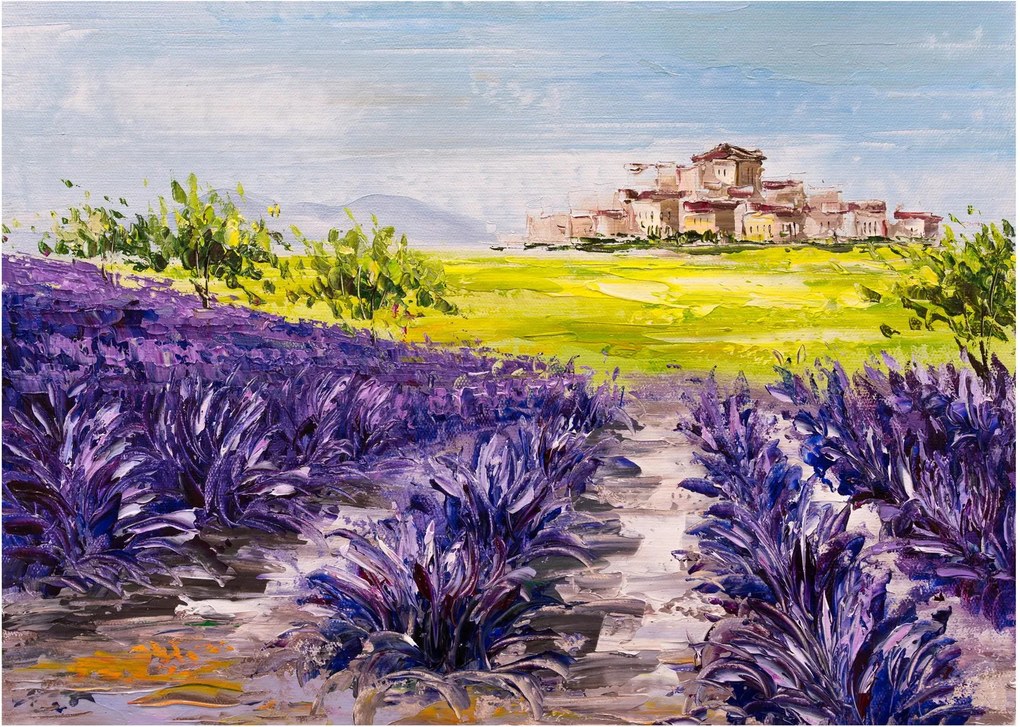 Kép - Provence, franciaország, olajfestmény (üvegen) (70x50 cm)