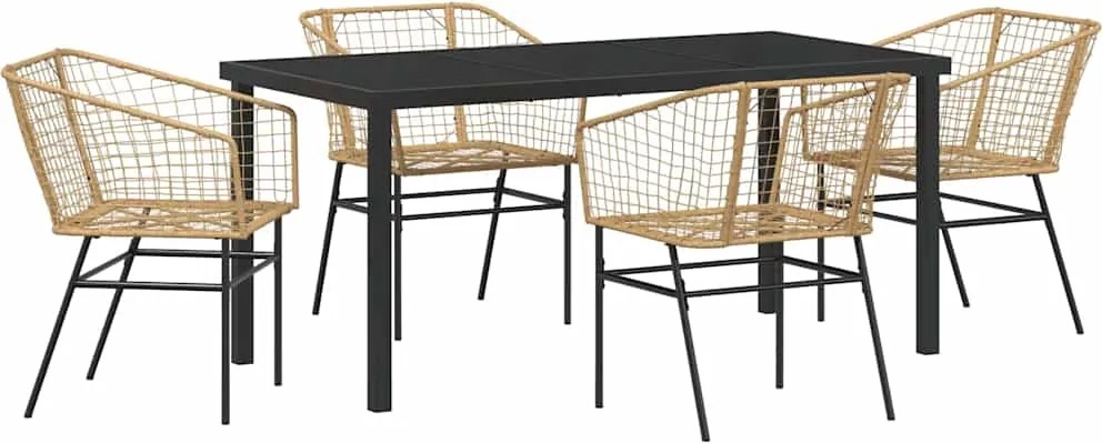 vidaXL Kert étkező szett 5 pcs Barna polirattan