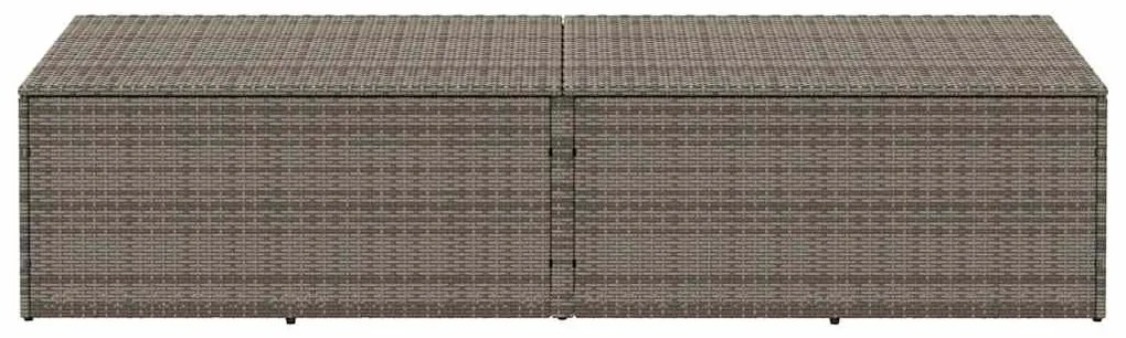 szürke polyrattan kerti tárolóláda 220x50x58 cm