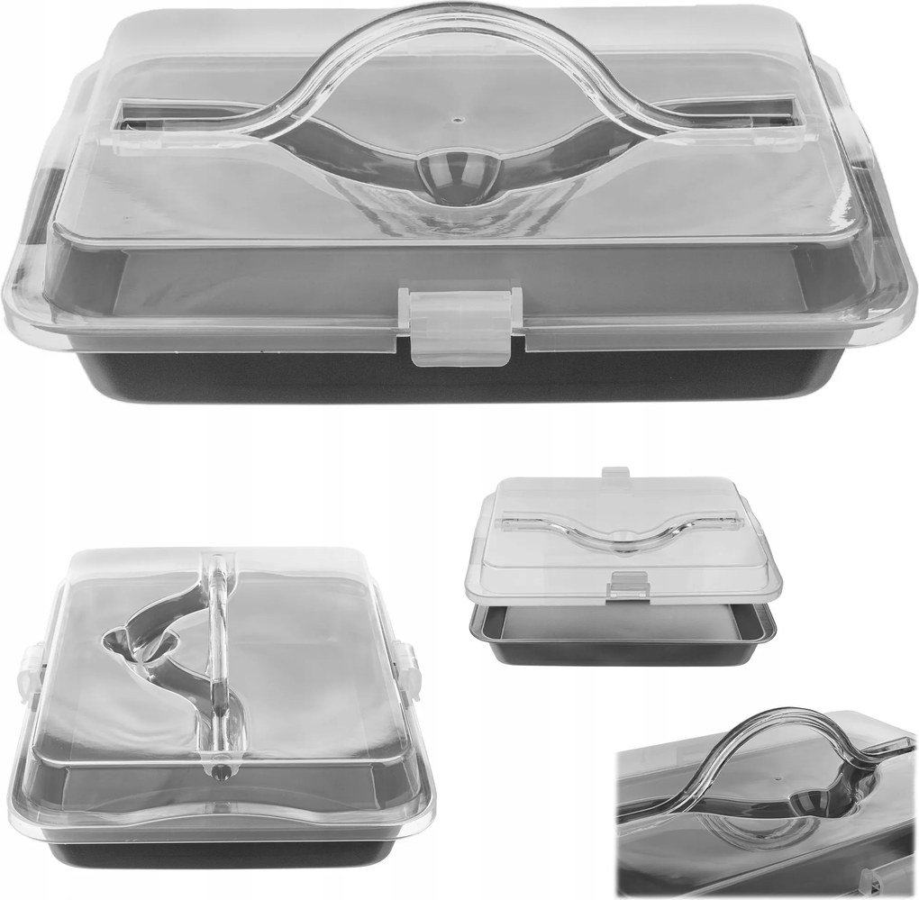 Tepsi Tészta Sütőforma Téglalap Alakú Rozsdamentes 32,5x22,5cm Fedővel