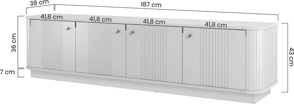 Vesper 4D TV szekrény 187 cm - fekete / fekete fogantyúk