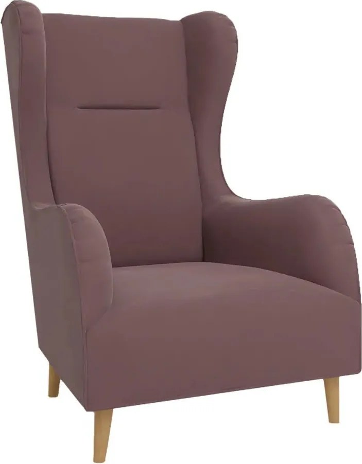 Rózsaszín bársony füles fotel Carole – Ropez