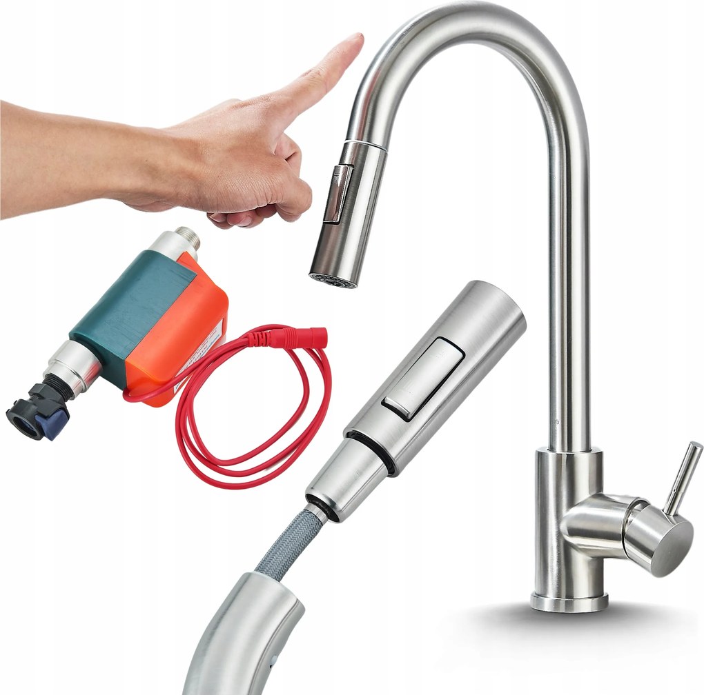 Konyhai Csaptelep Modern Érintőképernyős Kihúzható Kifolyócsővel Álló Csaptelep