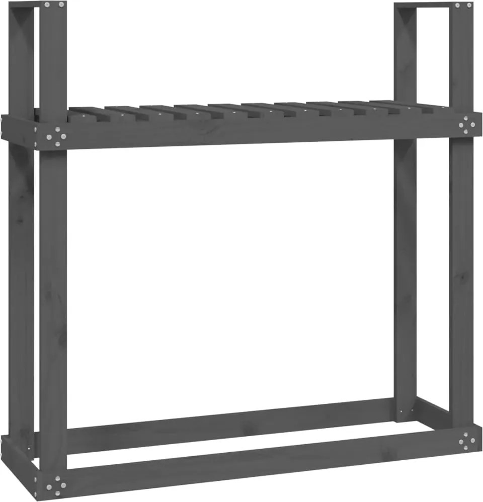 vidaXL szürke tömör fenyőfa tűzifatartó állvány 110x35x108,5 cm