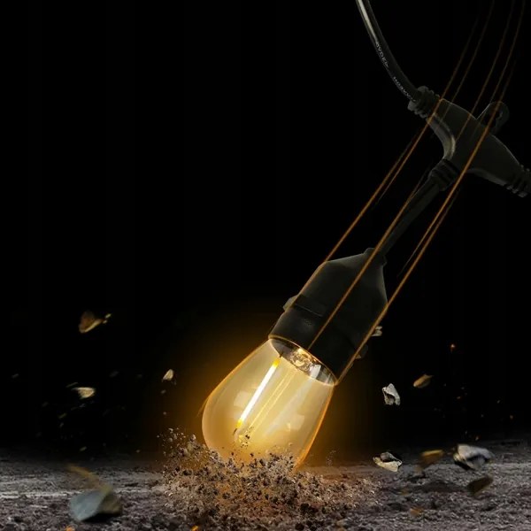 LED kültéri dekorációs füzér 15xE27/1W/230V 15,94 m IP44 fekete