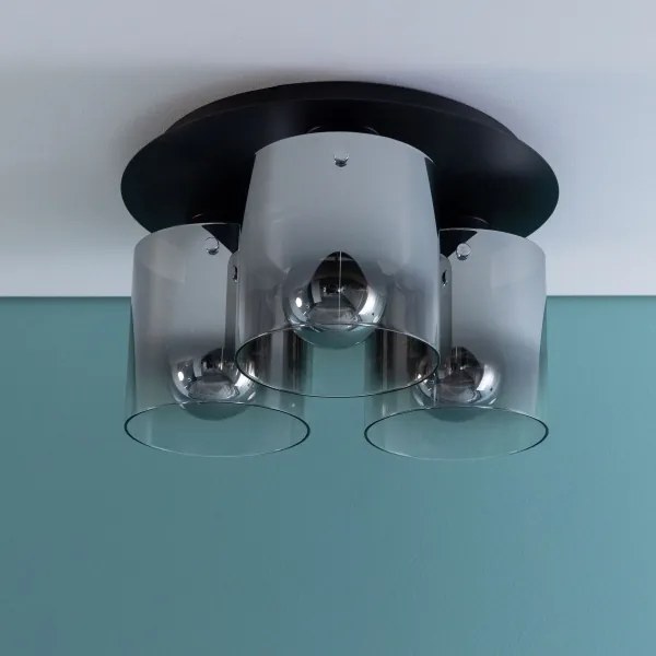 Brilliant - Mennyezeti lámpatest BETH 3xE27/60W/230V átmérő 37 cm fekete/füstszínű