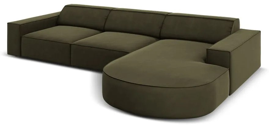Zöld bársony sarokkanapé (jobb oldali) Jodie - Micadoni Home