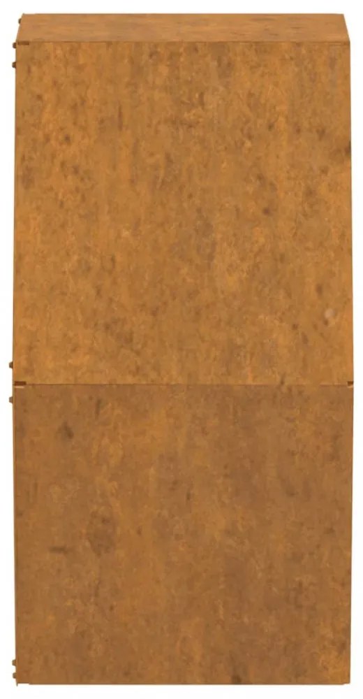 2 db rozsda színű corten acél fali növénytartó 30 x 10 x 25 cm