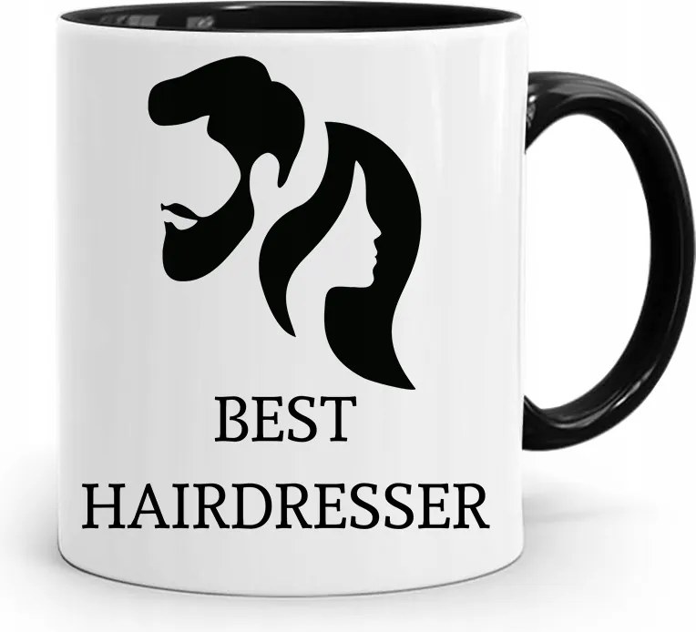 Bögre Fekete Fodrász Best Hairdresser nyomott mintával